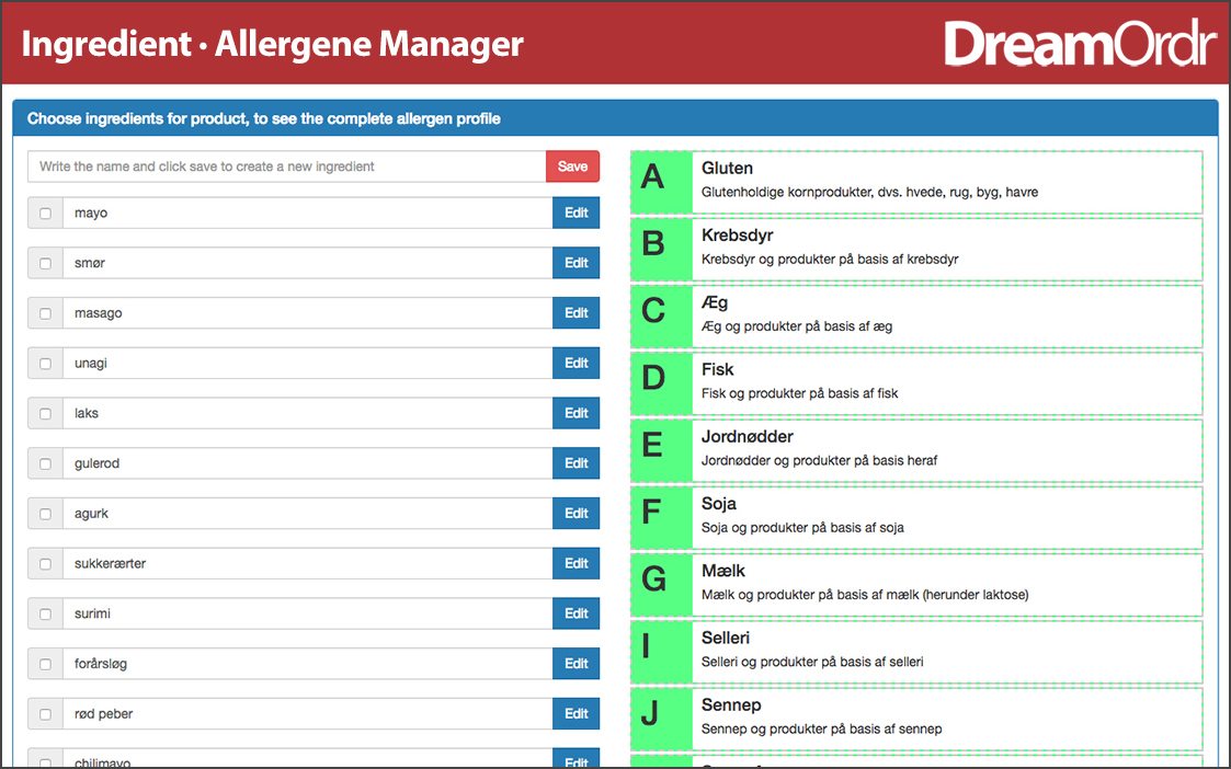 Ingredient · Allergene Mananger